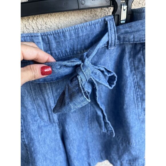 Talbots Tie Waist Linen Blend Shorts - Size 6 - Blue - Picture 8 of 12